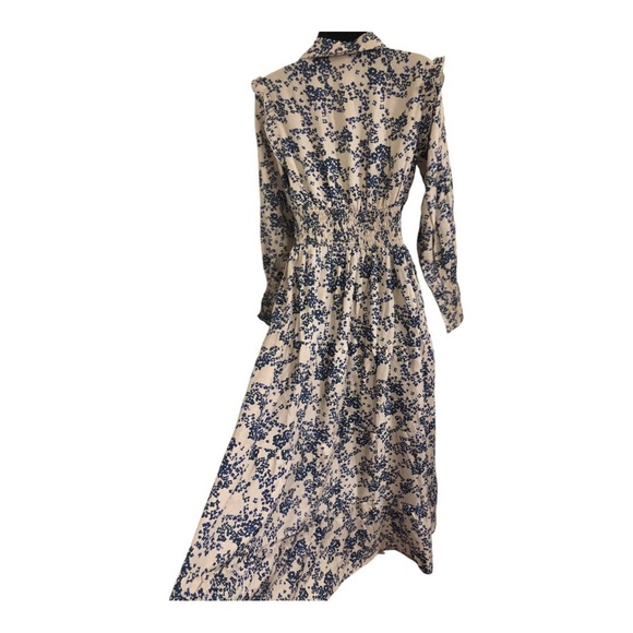 Anthropologie Boemo blue floral ruffled shoulder button front maxi dress size S - Picture 14 of 17